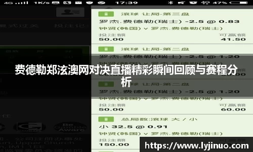 费德勒郑泫澳网对决直播精彩瞬间回顾与赛程分析