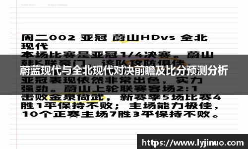 蔚蓝现代与全北现代对决前瞻及比分预测分析